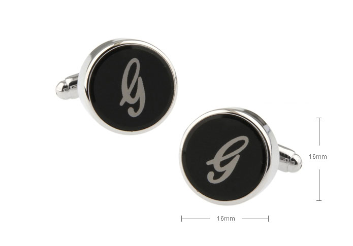 26 Alphabet G Cufflinks  Black White Cufflinks Printed Cufflinks Symbol Wholesale & Customized  CL630937