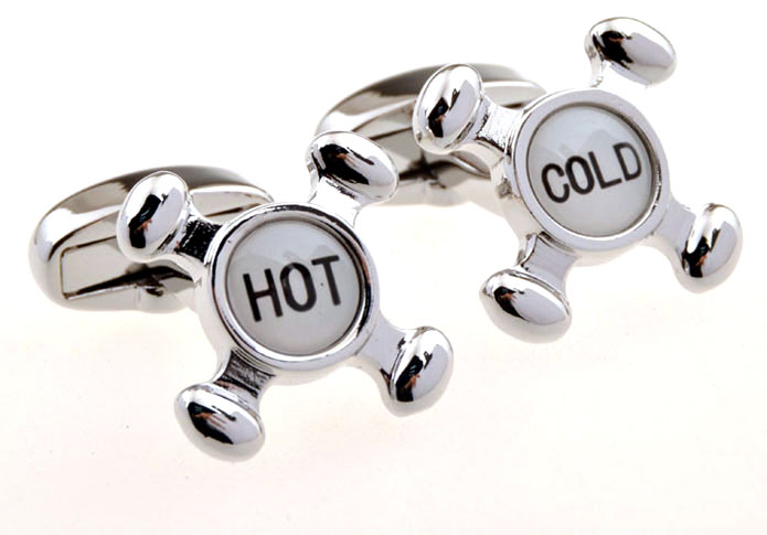 Hot Cold Cufflinks Black White Cufflinks Printed Cufflinks Symbol Wholesale & Customized CL655386