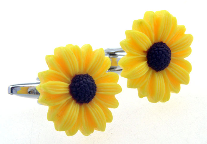 Sun Flower Cufflinks  Yellow Lively Cufflinks Printed Cufflinks Wedding Wholesale & Customized  CL656393