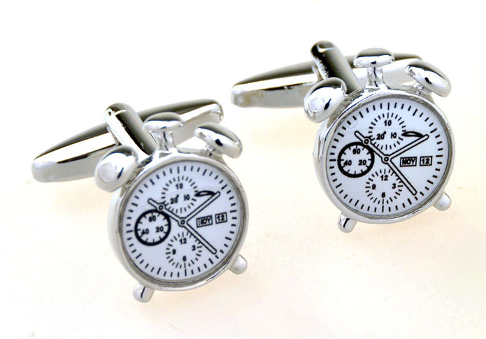 Alarm Clock Cufflinks  Black White Cufflinks Printed Cufflinks Tools Wholesale & Customized  CL656890