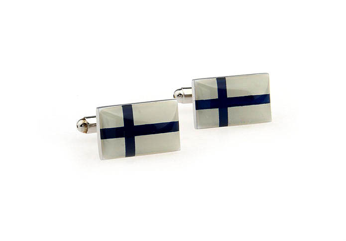 Flag of the Republic of Finland Cufflinks  Blue White Cufflinks Printed Cufflinks Flag Wholesale & Customized  CL662325