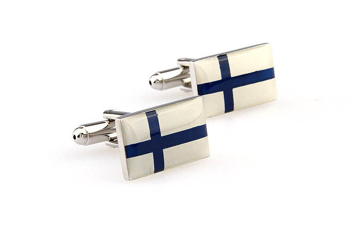 Flag of the Republic of Finland Cufflinks  Blue White Cufflinks Printed Cufflinks Flag Wholesale & Customized  CL662327