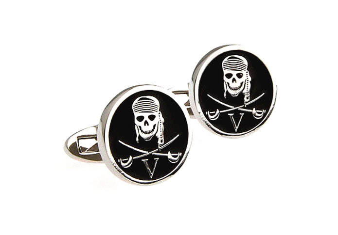Pirates of the Caribbean skull Logo Cufflinks  Black Classic Cufflinks Paint Cufflinks Skull Wholesale & Customized  CL640928