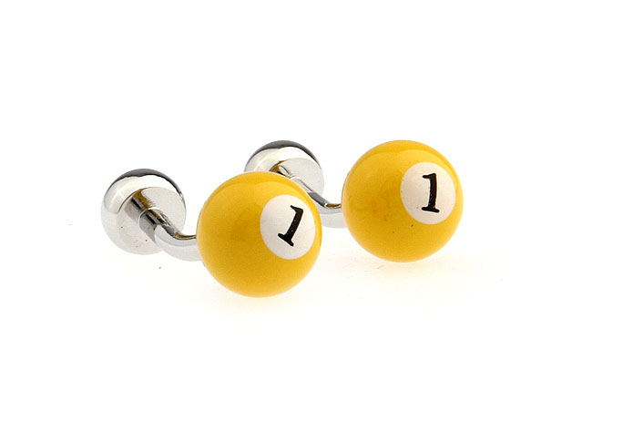 Billiards Yellow 1 Cufflinks  Multi Color Fashion Cufflinks Paint Cufflinks Sports Wholesale & Customized  CL651360