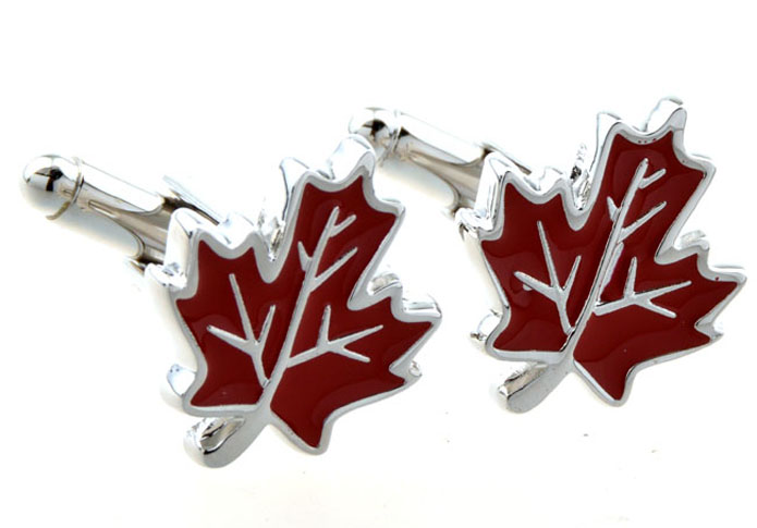 Maple Leaf Cufflinks  Red Festive Cufflinks Paint Cufflinks Funny Wholesale & Customized  CL654426