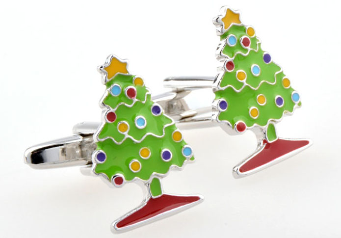 The Christmas tree Cufflinks  Multi Color Fashion Cufflinks Paint Cufflinks Funny Wholesale & Customized  CL654709