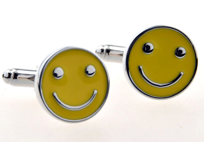 Cartoon smiling face Cufflinks  Yellow Lively Cufflinks Paint Cufflinks Funny Wholesale & Customized  CL654744