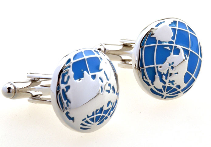 Globe Cufflinks Blue White Cufflinks Paint Cufflinks Tools Wholesale & Customized CL654918