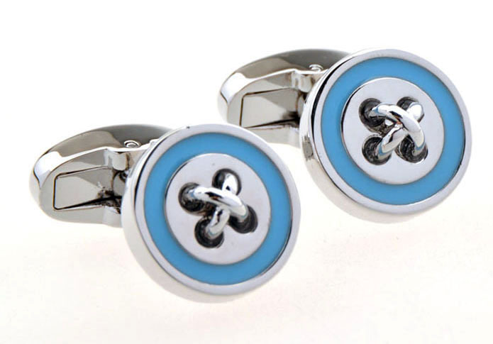 Button Cufflinks Blue Elegant Cufflinks Paint Cufflinks Hipster Wear Wholesale & Customized CL655506