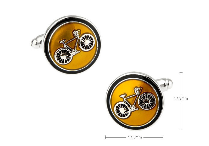 Bicycle Cufflinks  Yellow Lively Cufflinks Paint Cufflinks Transportation Wholesale & Customized  CL655718