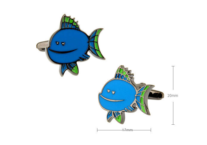 Tropical Fish Cufflinks  Blue Elegant Cufflinks Paint Cufflinks Animal Wholesale & Customized  CL655723