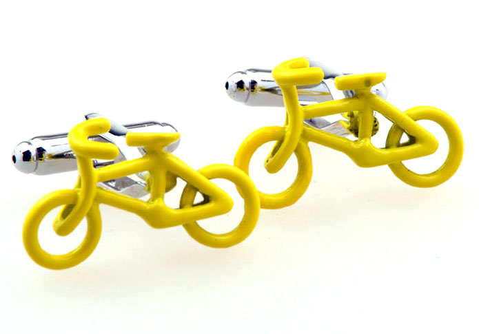 Bicycle Cufflinks  Yellow Lively Cufflinks Paint Cufflinks Transportation Wholesale & Customized  CL655750