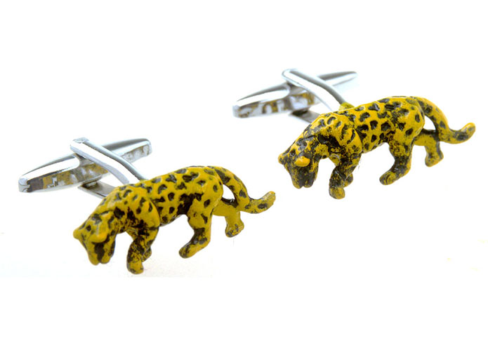 Leopard Cufflinks  Yellow Lively Cufflinks Paint Cufflinks Animal Wholesale & Customized  CL656761