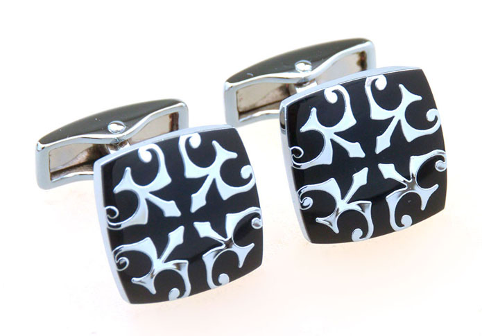 Greek Pattern Cufflinks  Black Classic Cufflinks Paint Cufflinks Funny Wholesale & Customized  CL657012