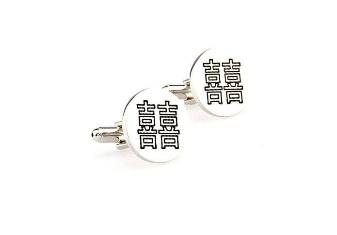 Double Happiness Chinese characters Cufflinks  Black Classic Cufflinks Paint Cufflinks Wedding Wholesale & Customized  CL663404