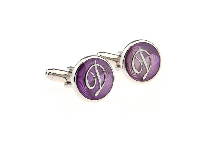 26 Letters D Cufflinks  Purple Romantic Cufflinks Paint Cufflinks Symbol Wholesale & Customized  CL663790