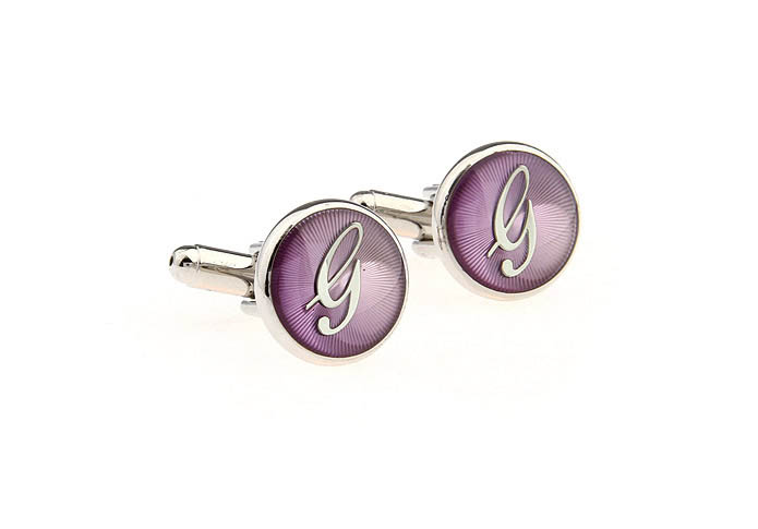 26 Letters G Cufflinks  Purple Romantic Cufflinks Paint Cufflinks Symbol Wholesale & Customized  CL663793