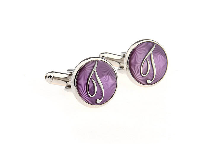 26 Letters J Cufflinks  Purple Romantic Cufflinks Paint Cufflinks Symbol Wholesale & Customized  CL663802