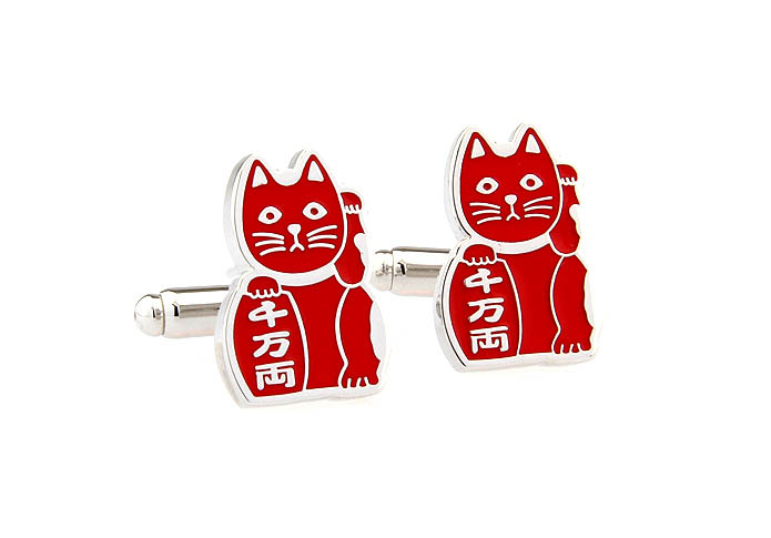 Lucky Cat Cufflinks  Red Festive Cufflinks Paint Cufflinks Animal Wholesale & Customized  CL671671