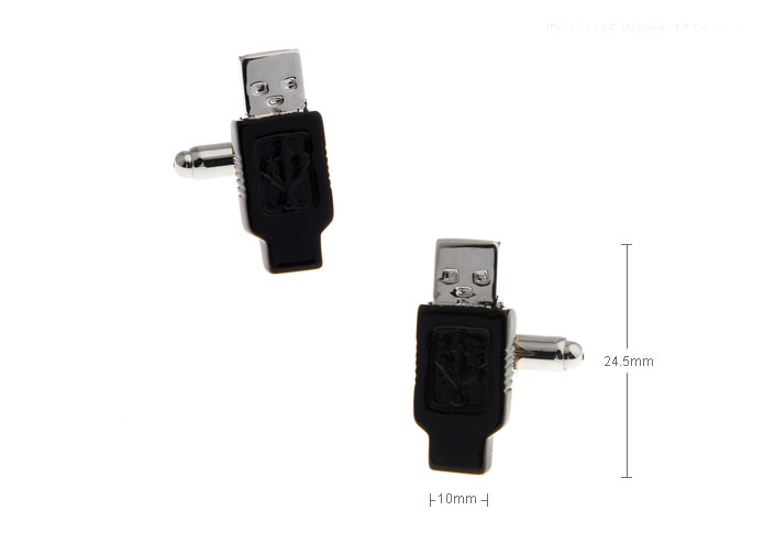 The USB connector Cufflinks  Black Classic Cufflinks Paint Cufflinks High Tech Wholesale & Customized  CL671771