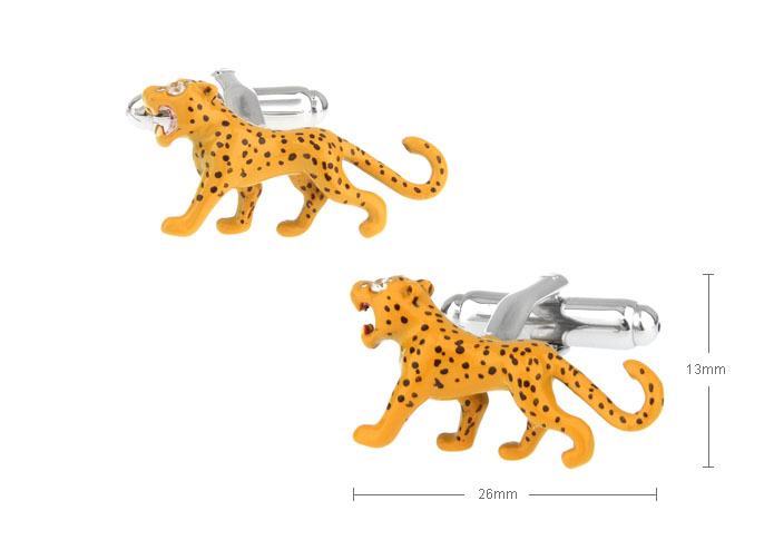 Leopard Cufflinks  Yellow Lively Cufflinks Paint Cufflinks Animal Wholesale & Customized  CL720765