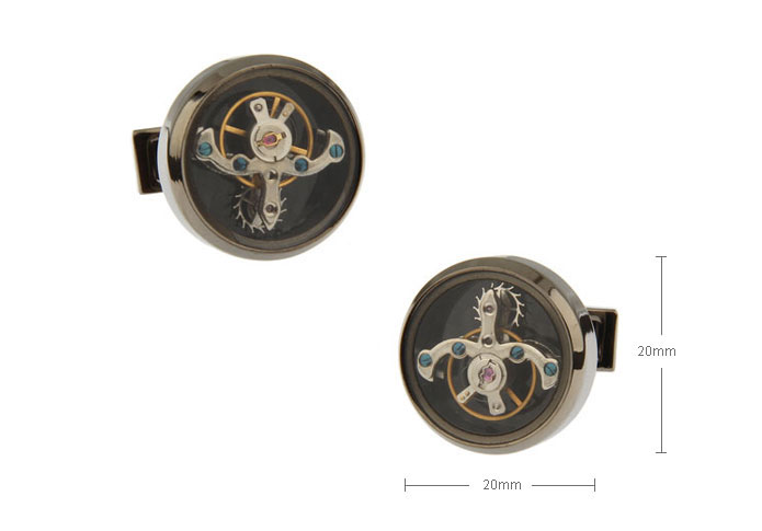 Steampunk with the smallest vintage watch movements Cufflinks  Gun Metal Color Cufflinks Metal Cufflinks Functional Wholesale & Customized  CL610850