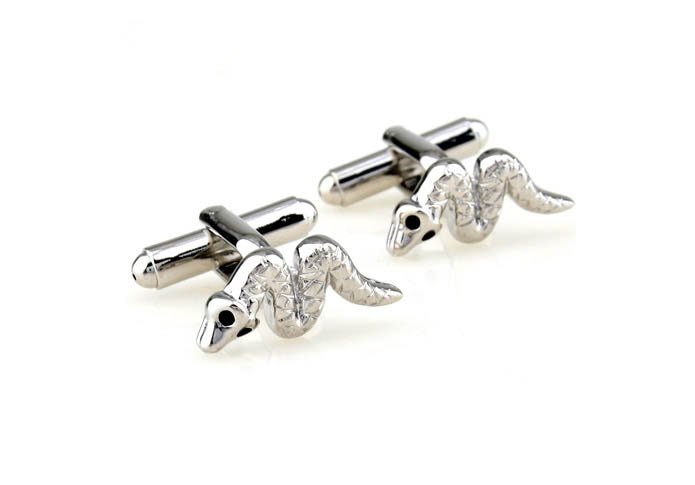 Silver Snake Cufflinks  Silver Texture Cufflinks Metal Cufflinks Animal Wholesale & Customized  CL641212