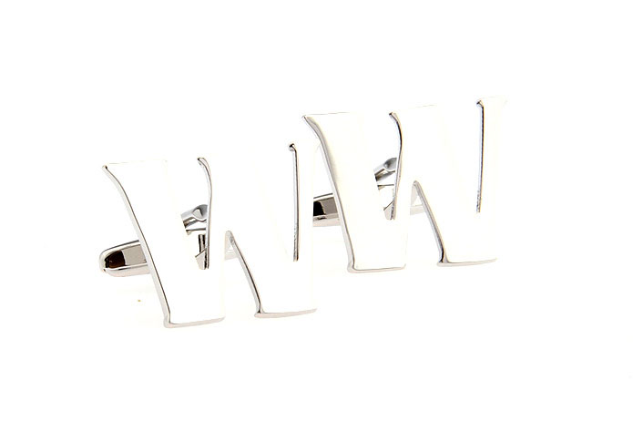 W Letters Cufflinks  Silver Texture Cufflinks Metal Cufflinks Symbol Wholesale & Customized  CL652527