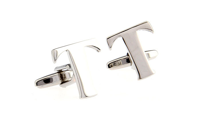 T Letters Cufflinks  Silver Texture Cufflinks Metal Cufflinks Symbol Wholesale & Customized  CL652531
