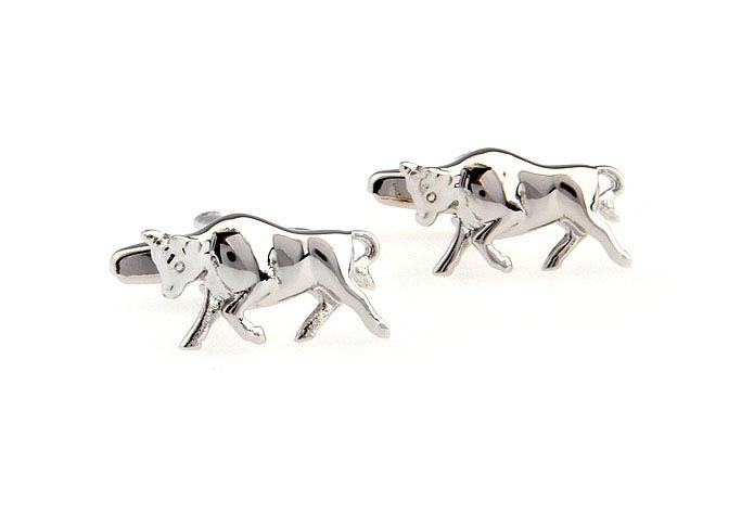 Silver cow Cufflinks  Silver Texture Cufflinks Metal Cufflinks Animal Wholesale & Customized  CL652560