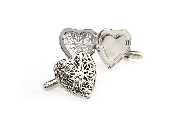 Heart shaped retractable Cufflinks  Silver Texture Cufflinks Metal Cufflinks Functional Wholesale & Customized  CL652704