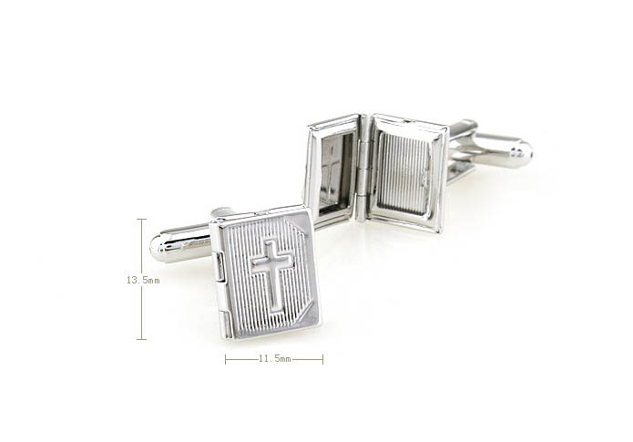 Cross can open and close Cufflinks  Silver Texture Cufflinks Metal Cufflinks Religious and Zen Wholesale & Customized  CL652984