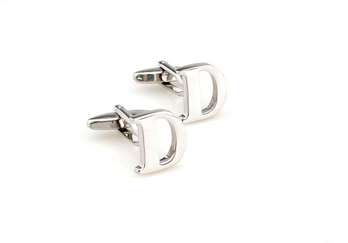 26 Letters D Cufflinks  Silver Texture Cufflinks Metal Cufflinks Symbol Wholesale & Customized  CL652991