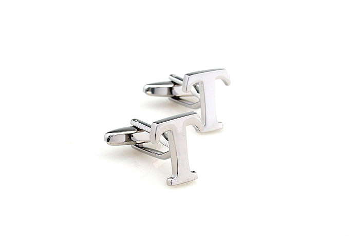 26 Letters T Cufflinks  Silver Texture Cufflinks Metal Cufflinks Symbol Wholesale & Customized  CL653007