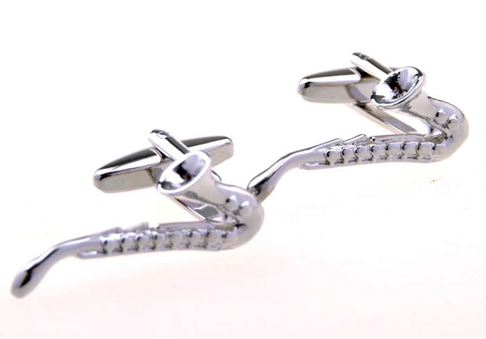 Saxophone Cufflinks  Silver Texture Cufflinks Metal Cufflinks Music Wholesale & Customized  CL653811