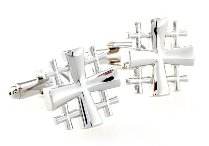 Cross Cufflinks  Silver Texture Cufflinks Metal Cufflinks Religious and Zen Wholesale & Customized  CL654011