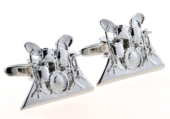 A percussion instrument Cufflinks  Silver Texture Cufflinks Metal Cufflinks Music Wholesale & Customized  CL654684