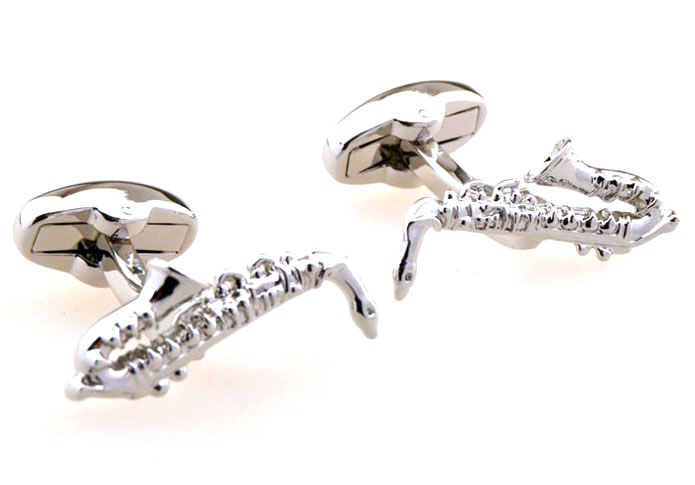Saxophone Cufflinks Silver Texture Cufflinks Metal Cufflinks Music Wholesale & Customized CL655398