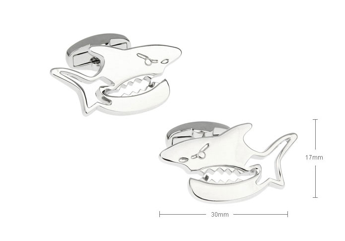 Shark Cufflinks  Silver Texture Cufflinks Metal Cufflinks Animal Wholesale & Customized  CL655820