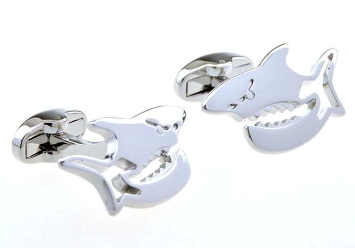 Shark Cufflinks  Silver Texture Cufflinks Metal Cufflinks Animal Wholesale & Customized  CL655842