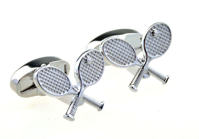 Tennis Racket Cufflinks  Silver Texture Cufflinks Metal Cufflinks Sports Wholesale & Customized  CL656000
