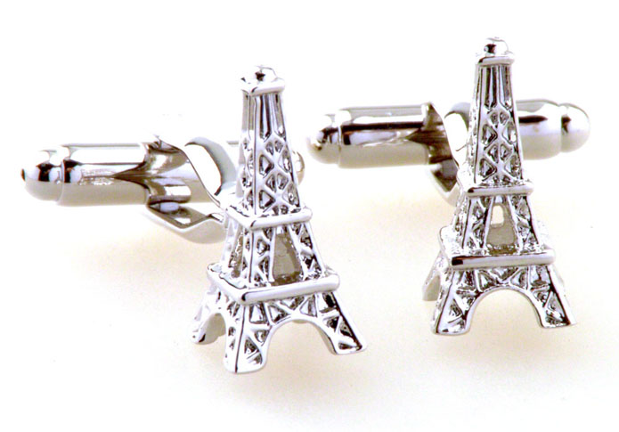 Eiffel Tower Cufflinks  Silver Texture Cufflinks Metal Cufflinks Architecture Wholesale & Customized  CL656275