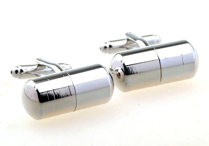 Capsule Cufflinks  Silver Texture Cufflinks Metal Cufflinks Tools Wholesale & Customized  CL656449