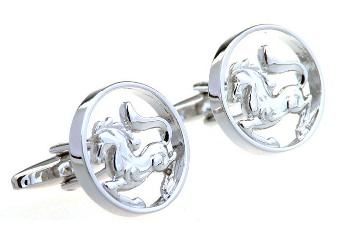 Zodiac, Horse, Horse Cufflinks  Silver Texture Cufflinks Metal Cufflinks Animal Wholesale & Customized  CL656720