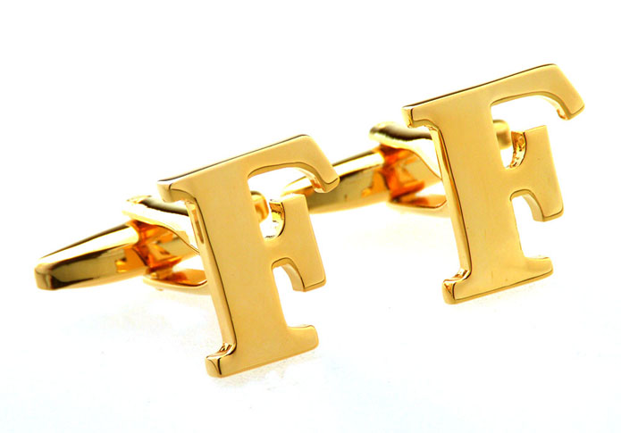 26 Letter F Cufflinks  Gold Luxury Cufflinks Metal Cufflinks Symbol Wholesale & Customized  CL656913