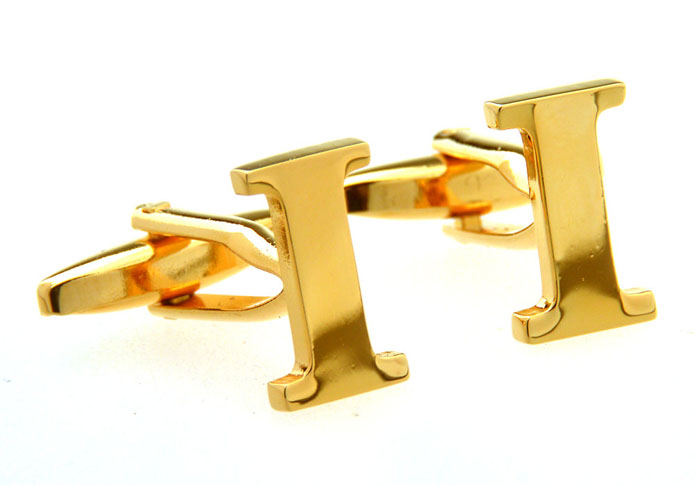 26 Letter I Cufflinks  Gold Luxury Cufflinks Metal Cufflinks Symbol Wholesale & Customized  CL656916