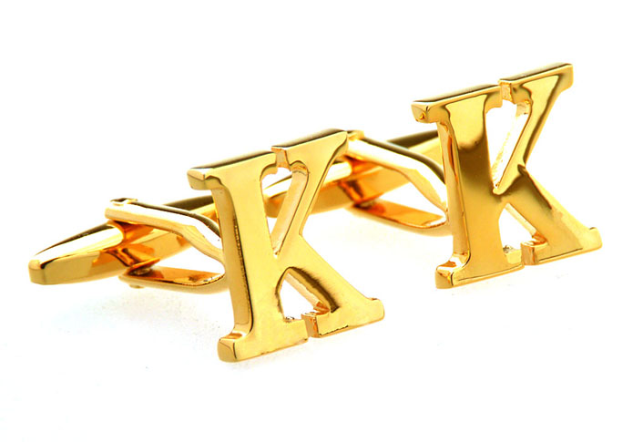 26 Letter K Cufflinks  Gold Luxury Cufflinks Metal Cufflinks Symbol Wholesale & Customized  CL656918