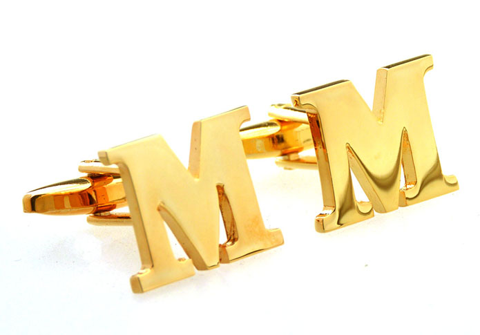 26 Letter M Cufflinks  Gold Luxury Cufflinks Metal Cufflinks Symbol Wholesale & Customized  CL656920