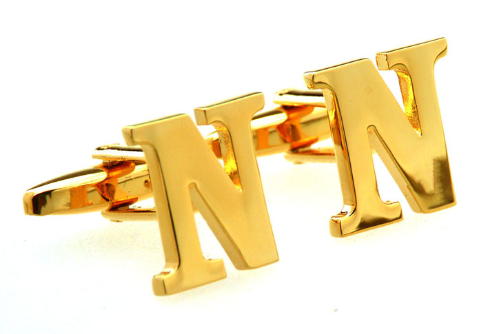 26 Letter N Cufflinks  Gold Luxury Cufflinks Metal Cufflinks Symbol Wholesale & Customized  CL656921