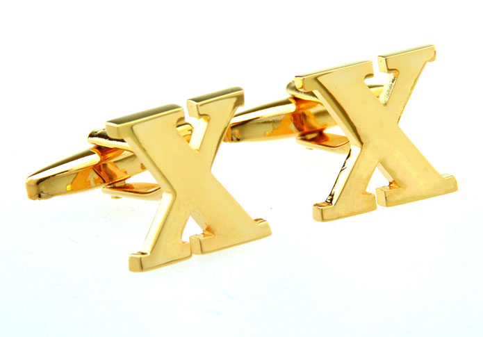 26 Letter X Cufflinks  Gold Luxury Cufflinks Metal Cufflinks Symbol Wholesale & Customized  CL656931